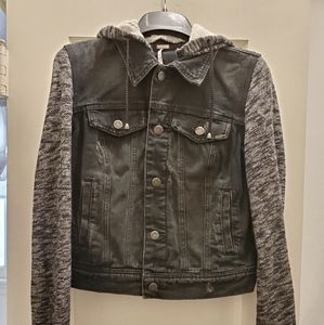 NEW Free People Denim & Knit Hooded Jacket - Sz XS